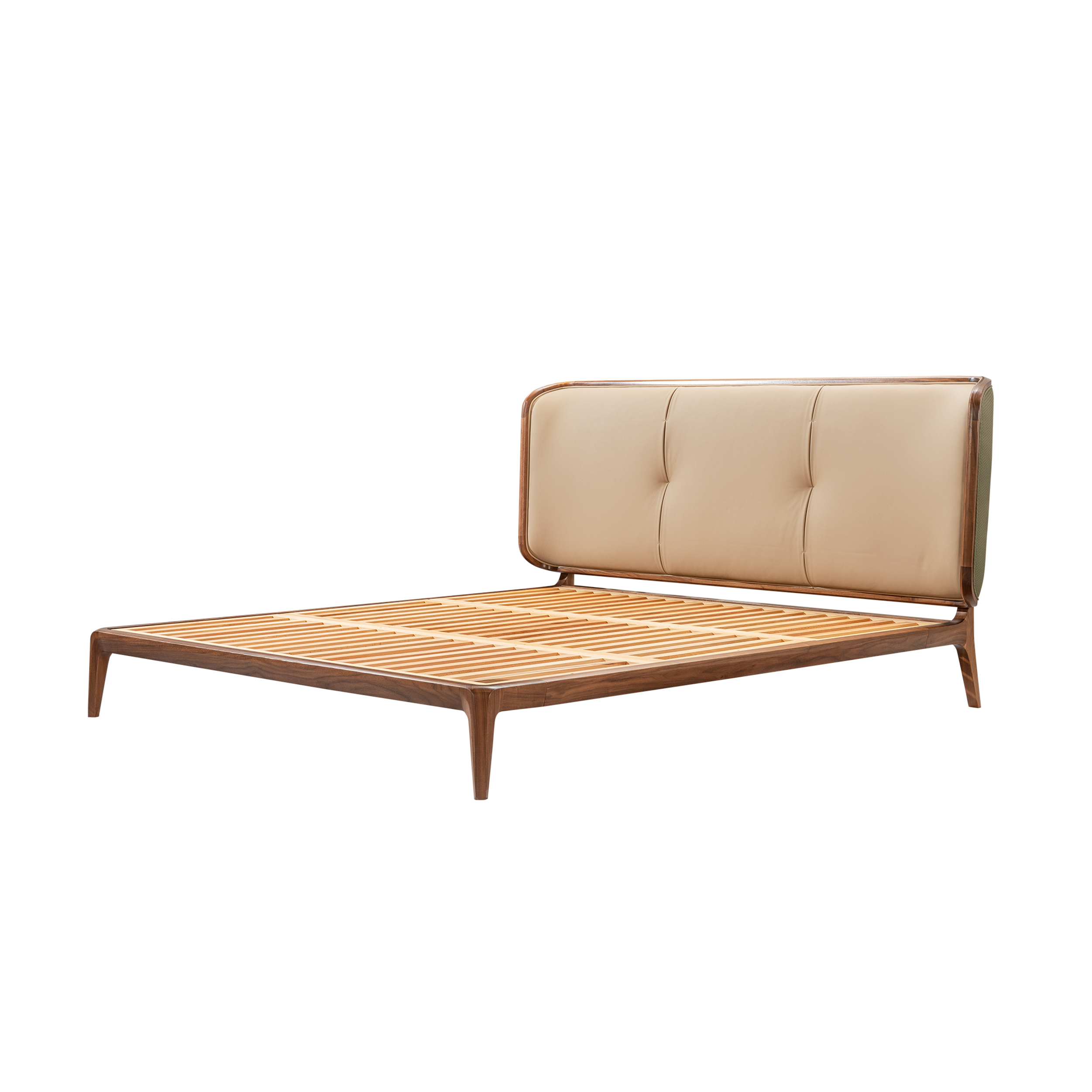 Dark Wood Upholstered Bed DMC918